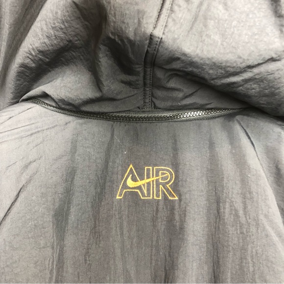 Vintage 90s Black Neutral Tone Nike Air Hooded Drawstring Winter Jacket - Picture 5 of 16